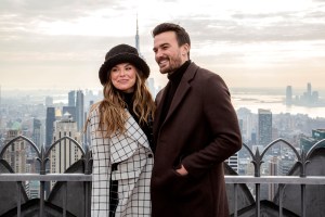 NEW YORK, NEW YORK - DECEMBER 10: Hannah Brown and Adam Woolard visit 'Top of The Rock' at Rockefeller Center on December 10, 2021 in New York City. (Photo by Santiago Felipe/Getty Images)