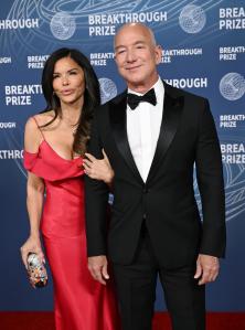 Lauren Sánchez, Jeff Bezos at The 11th Breakthrough Prize Ceremony held at Barker Hanger on April 05, 2025 in Santa Monica, California.